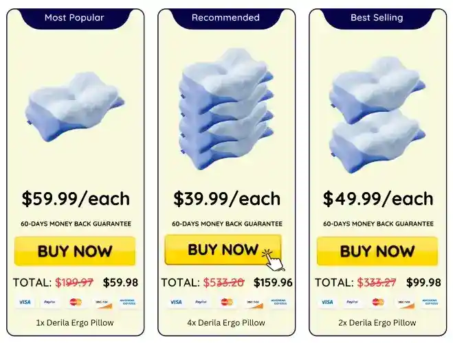 Derila Ergo Pillow Official Pricing USA 2026 — Order Page
